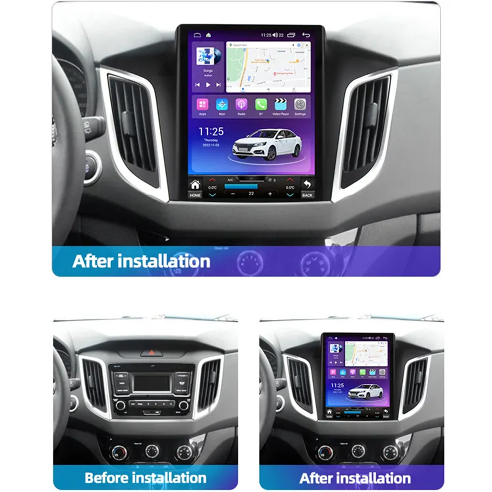 Car GPS Navigation Android Touch Screen Carplay Radio 9.7" For Hyundai IX25 2014-2017