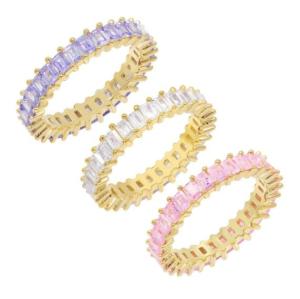 Wholesale ZIRCON Main Stone 925 Sterling Silver Baguette Pink Crystal CZ Eternity Band Women Rings from china suppliers