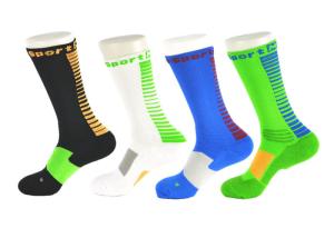 Wholesale Spandex / Elastane Green Athletic Basketball Socks With Anti - Bacterial / Anti - Slip Materials from china suppliers