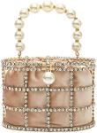 EVENING HANDBAG WOMEN CLUTCH PURSES WITH PEARL DIAMONDS FOR WEDDING PROM