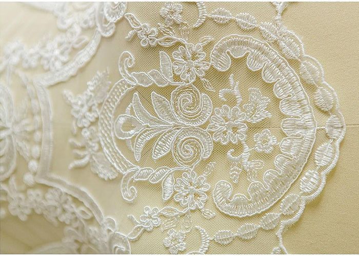 Ornament Wedding Floral Corded Lace Fabric Embroidered Tulle For Pallas Couture
