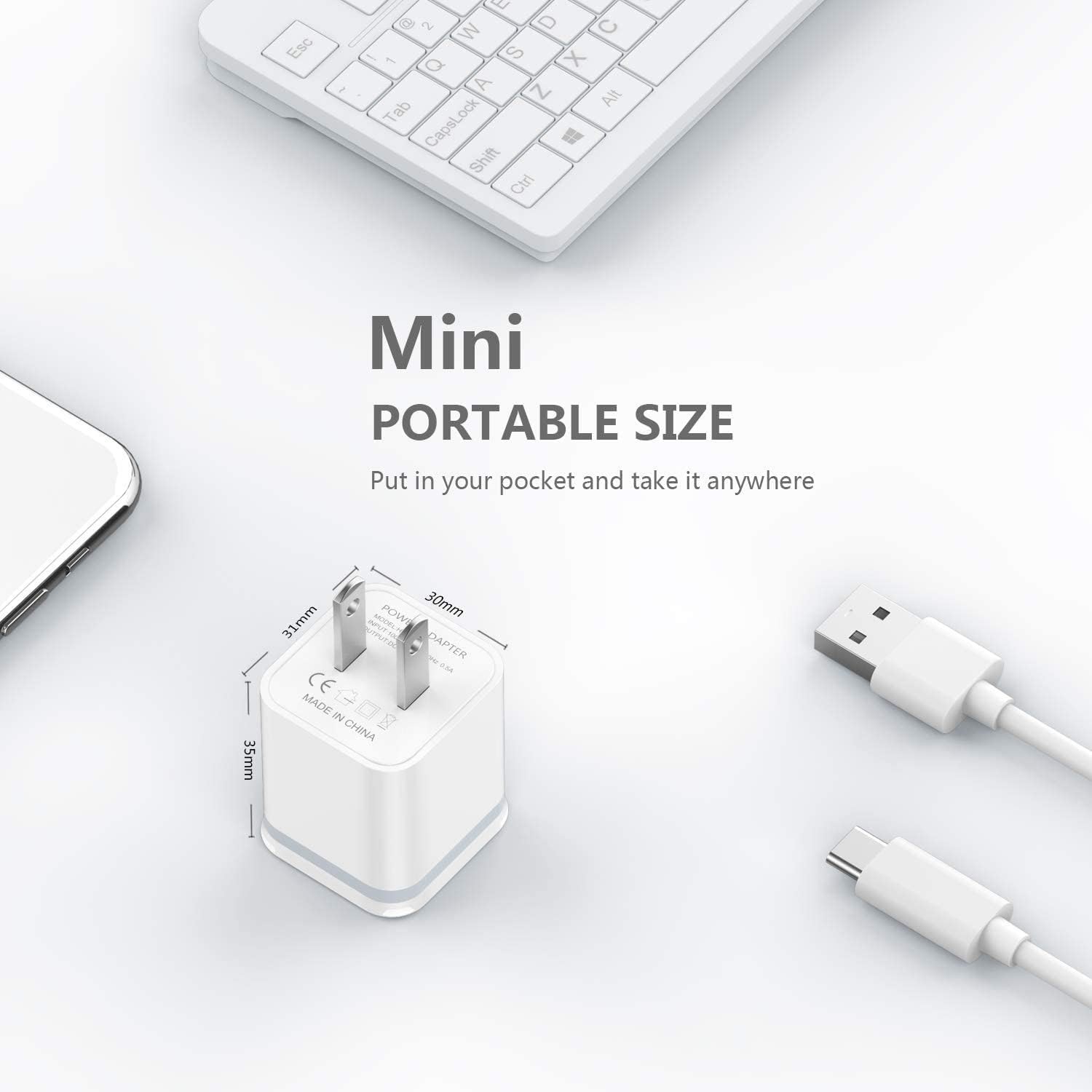 Dual USB Ports Mini Wall Adapter Charger US Plug 5V 2.4A For Mobile Phone