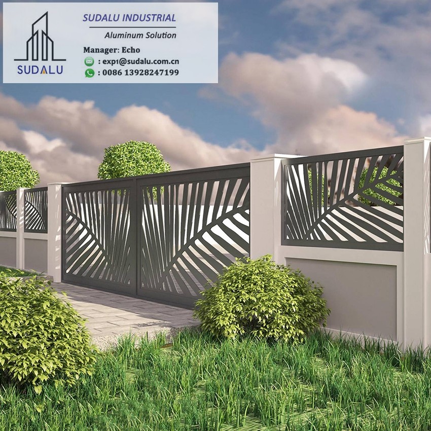 SUDALU Outdoor Free Customized Design Service Perforated Metal Laser Cut Aluminum Fence Panel