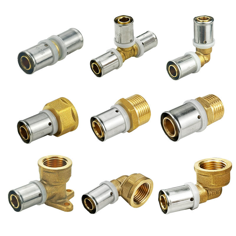 Customized Support OEM Pex Press Fittings for Pex Al Pex Pipe And Pex Pipe Natural Brass Color and Customized For floor heating system