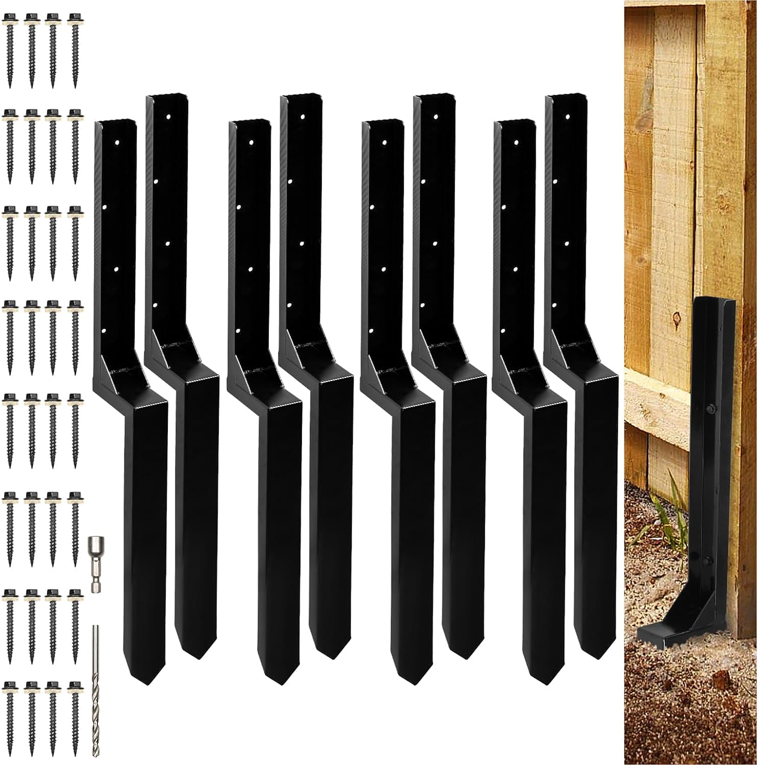 Sturdy Metal Fence Post Anchor Ground Spike for Repairing Tilted or Broken Posts