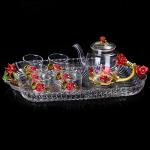 380ml Floral Glass Teapot With Gold Leaves Edge Floral Vintage Teapot Set