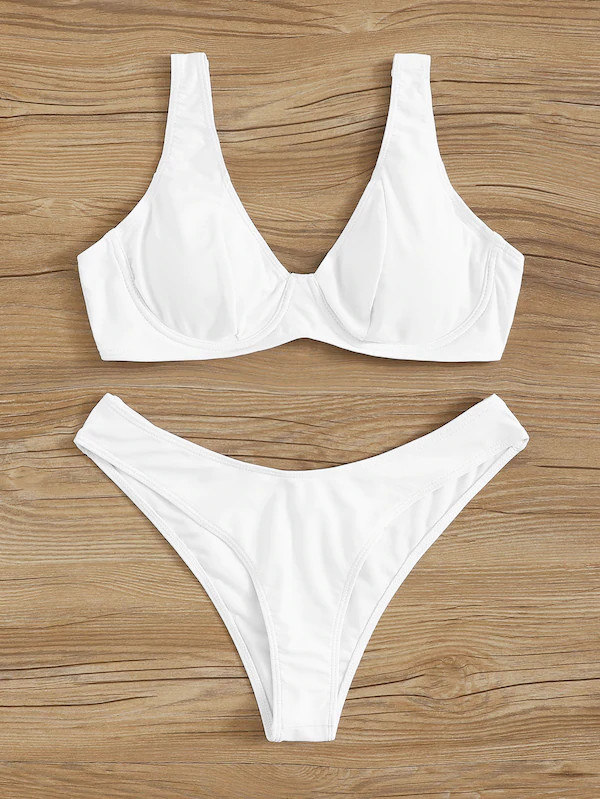 Tiered Layer Tie a Knot Front Top With Low waist Bikini swimsuit high cut