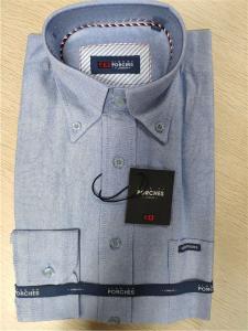 Wholesale Blue Oxford Mens Long Sleeve Casual Cotton Shirts Good Workmanship from china suppliers