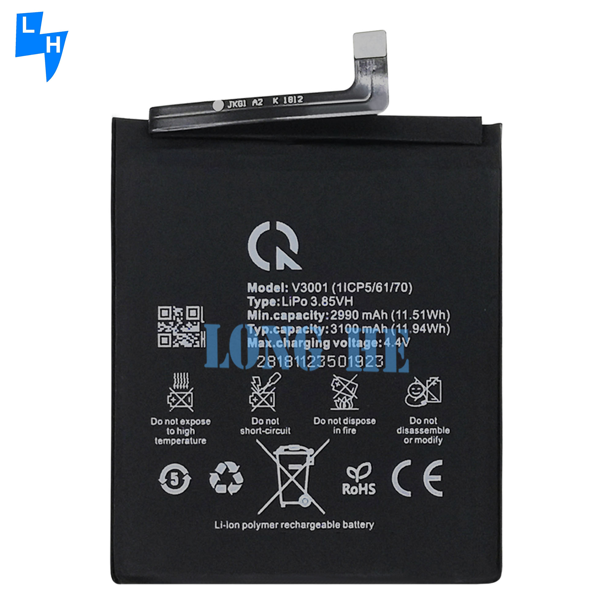 High Capacity Lithium Polymer Battery V3001 Original Replacement for Vsmart Active 1