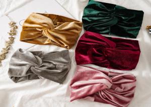 Wholesale Women golden gray pink velvet wide hair bands bag warm cloth hair accessories cross - border elastic hoop from china suppliers