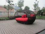 UV Resistant Outdoor Rattan Daybed , Dark Brown Wicker Oval Bed