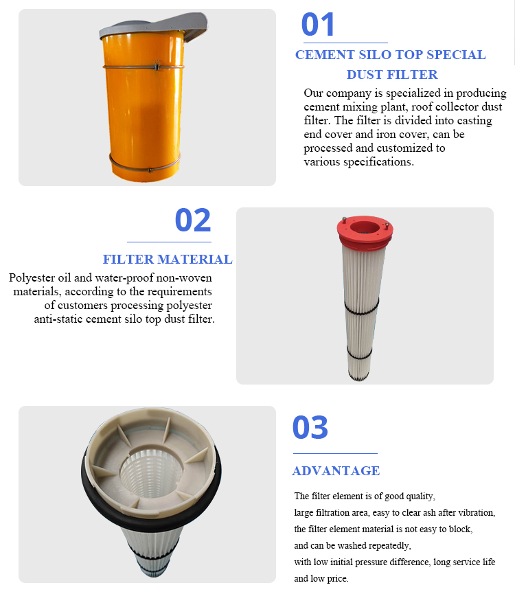 Polyester Dust Collector Filter Anti-Static Industrial Air Filter Cartridges