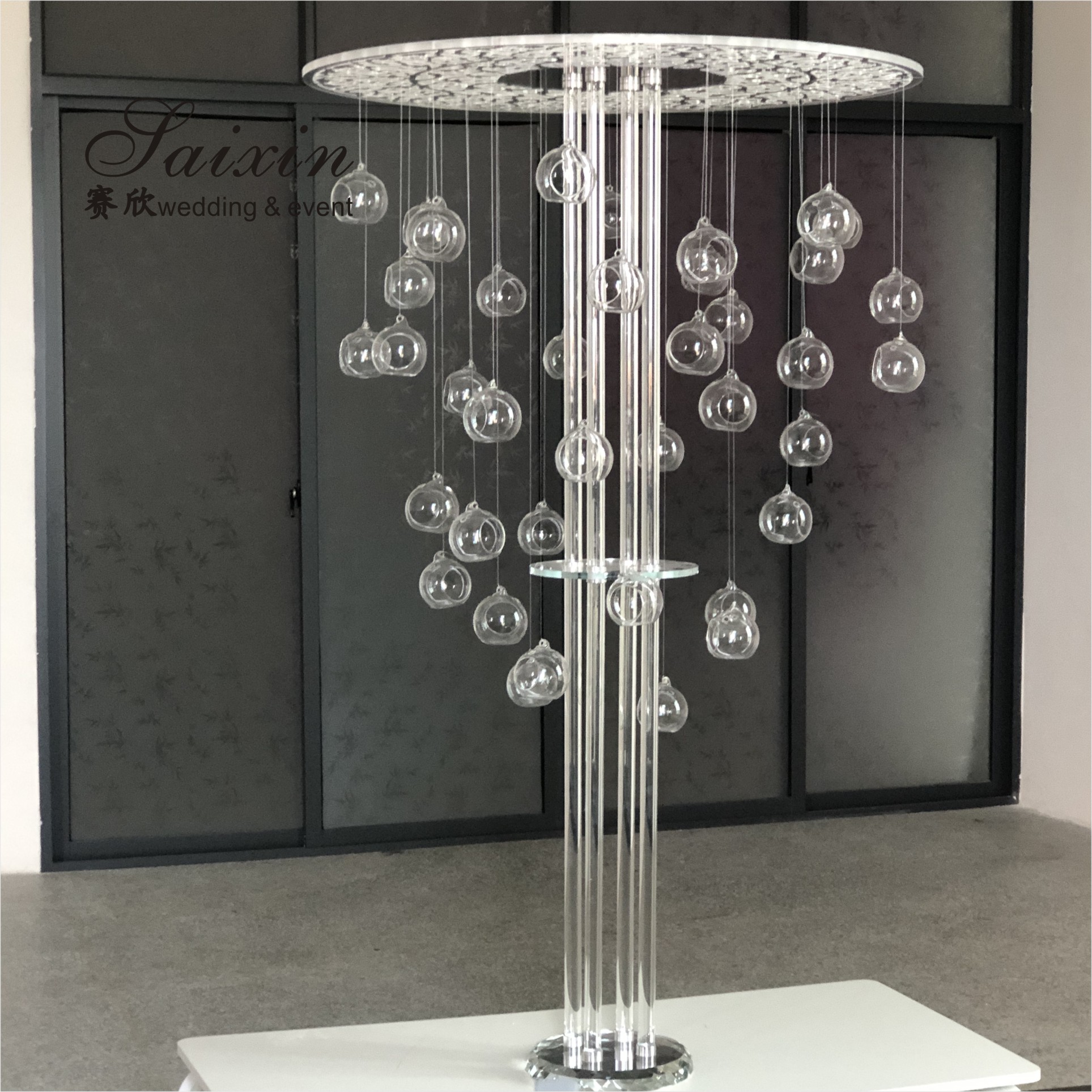 New Design Gorgeous Tables clear acrylic laser cut rectangle pedestal candle stands