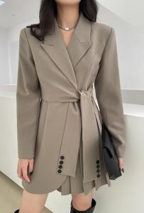 Wholesale Small Order Clothing Manufacturers Blazer Jackets For Women Long Sleeve Blazer Dress With Belt from china suppliers