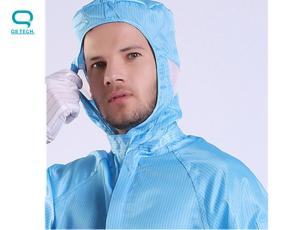 Wholesale Dust Free White 0.5mm Anti Static Workwear Clothing Stripe With Zipper Net Hat from china suppliers