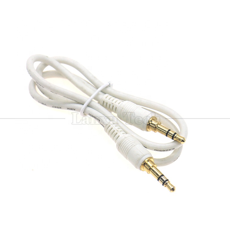High Quality Gold Silver Plated Male to Male 3.5mm TRS 3 Poles Stereo Jack Audio Extension Cable