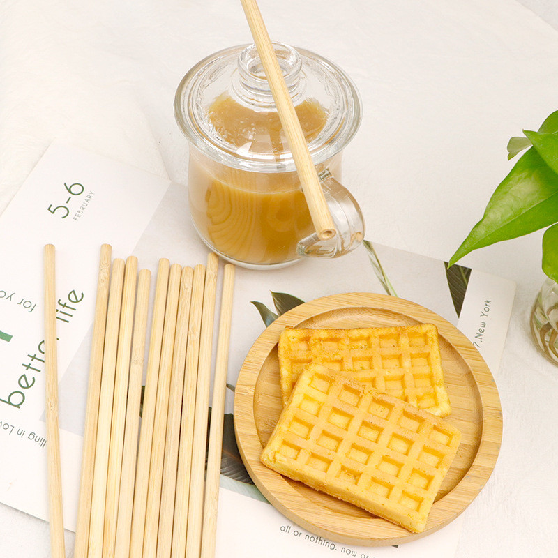 22.5cm Natural Disposable Bamboo Straws For Coffee Beverage Cocktail Tea