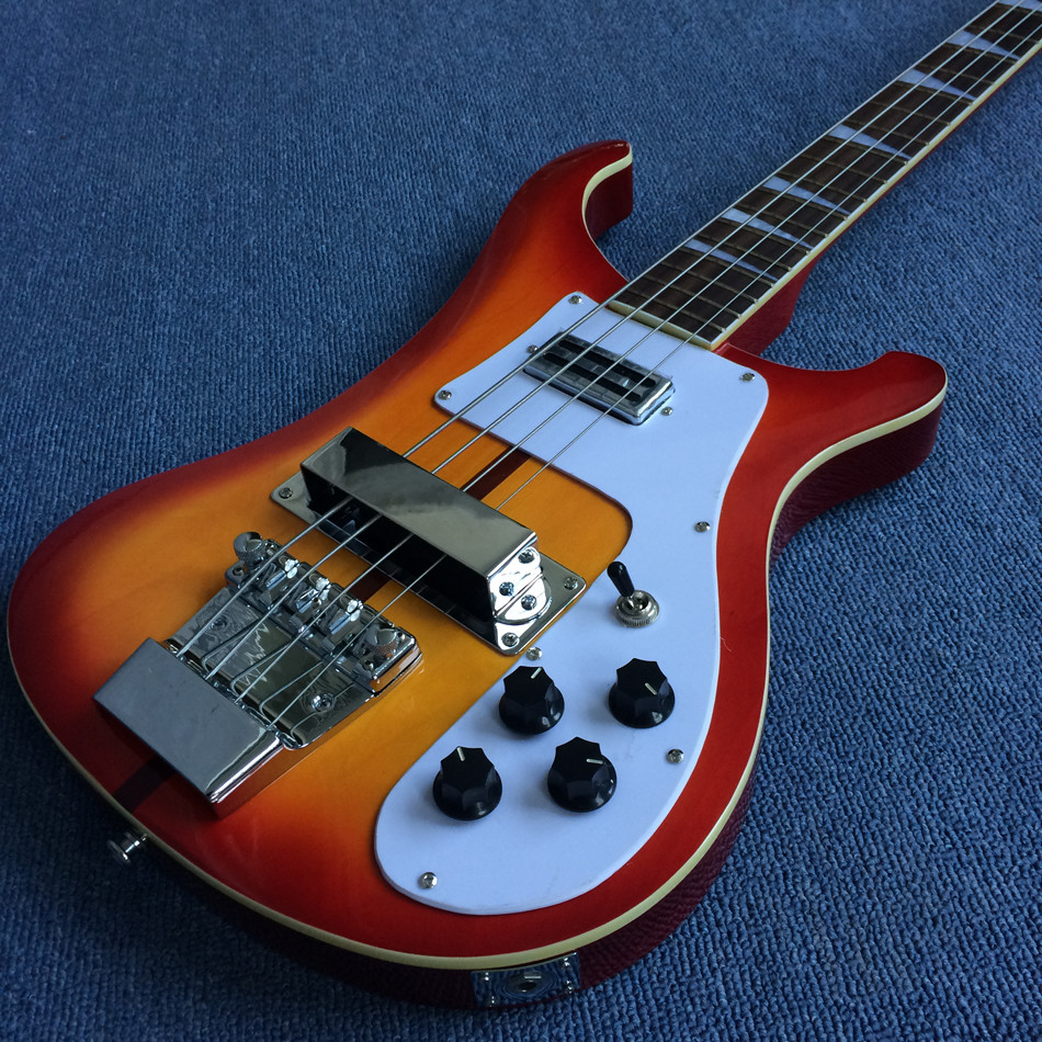 Top quality Rick 4003 model Ricken 4 strings Electric Bass guitar in Purple color, Chrome hardware