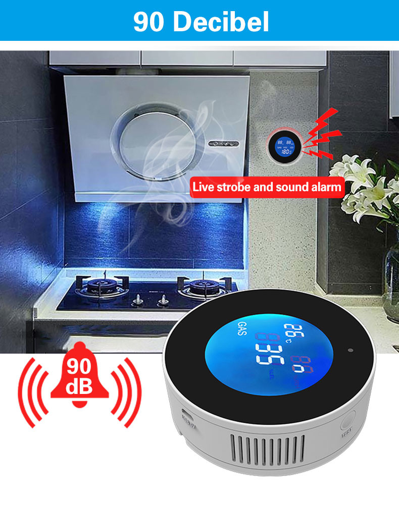 Glomarket Tuya Wifi Alarm System Led Digital Alarm Leak Detector Gas Sensor Gas Leak Detector