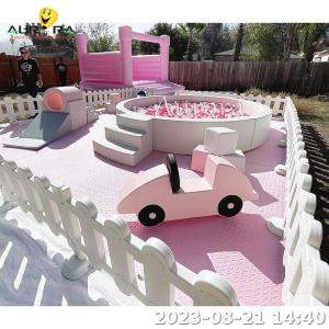 Wholesale Pink White Soft Play Equipment With Bounce House Fence For Kids Ball Pit from china suppliers