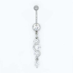 Wholesale Metal Belly Button Hoop Piercing 14G S Shape Shiny Dangle Golden Moon from china suppliers