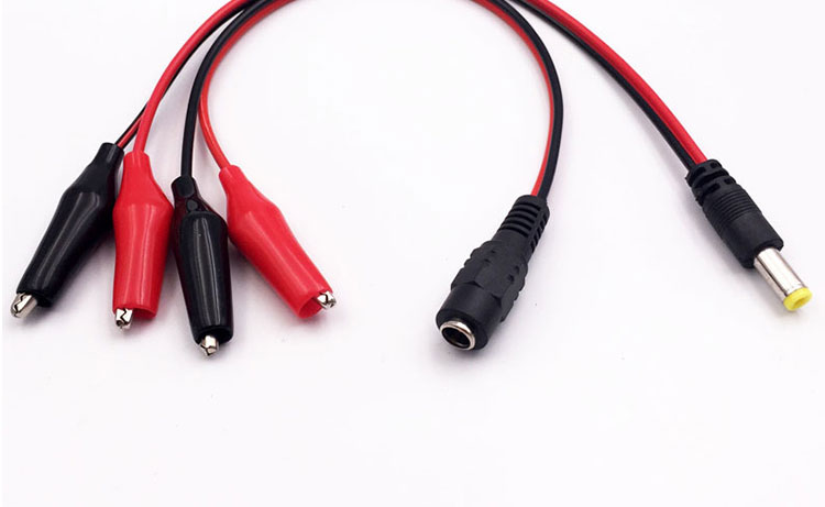 30cm DC 5.5x2.1mm Male Female to Dual Alligator Clips Power Supply DC Cable