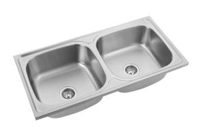Wholesale T304 Stainless Steel Double Bowl Sink Above Counter 0.7mm Premium Grade from china suppliers