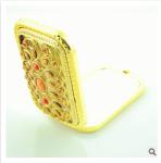 New creative promotion gift customed diamond logo gold luxury pocket makeup