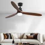 Indoor Remote Control 1500LM Solid Wood Ceiling Fan Light 120V 3000-5000K