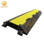 Yellow Cover Flexible 2 Channel Cable Protector Ramp , Rubber Cable Wire