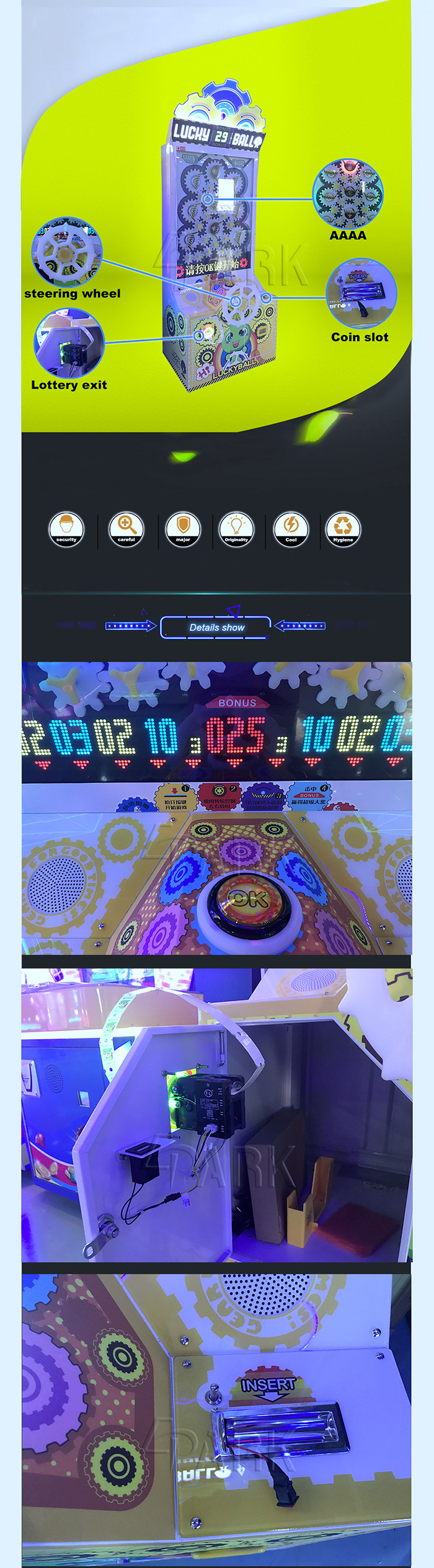 Coin Operated Lucky Lottery Ball Machine / Lottery Ticket Game Machine