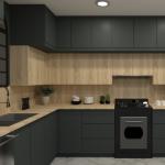 Modern Luxury Black Solid Wood Veneer Kitchen Cabinet For Villa House Building