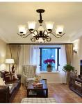 Black wrought iron chandeliers sale with Glass Lampshade (WH-CI-101)