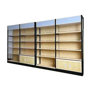 Wholesale Reliable Quality Supermarket Gondola Shelf With End Shelf Heavy Duty Cold-rolled Steel Wood Grain Display from china suppliers