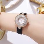 Round Case Casual Luxury Watch Quartz Leather Watch Waterproof For Lady