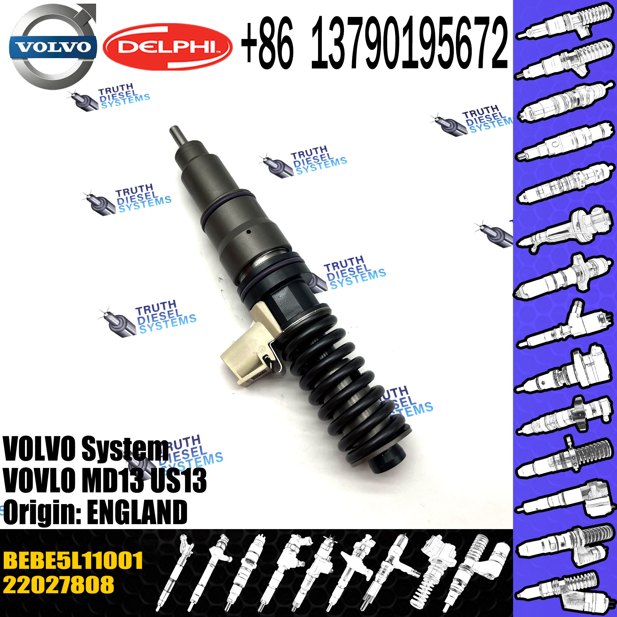 common rail injector 85013611 22027808 injector BEBE4L11001 for VOL MD13