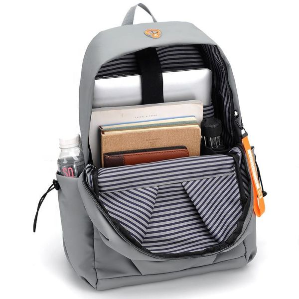 Grey Waterproof Travel Laptop Backpack Anti Theft Backpack With Usb Charging Port