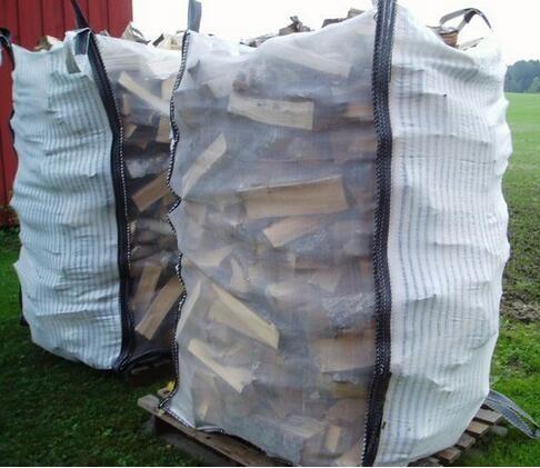 Ventilated Firewood Mesh PP Bulk Bag Two Side Stripe Fabric 100% Virgin
