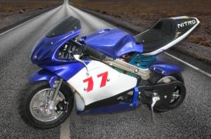 Wholesale Bright Blue Color Dirt Bike Motorcycle / Electric Pocket Bike 350 Watt Max Speed 30km/H from china suppliers