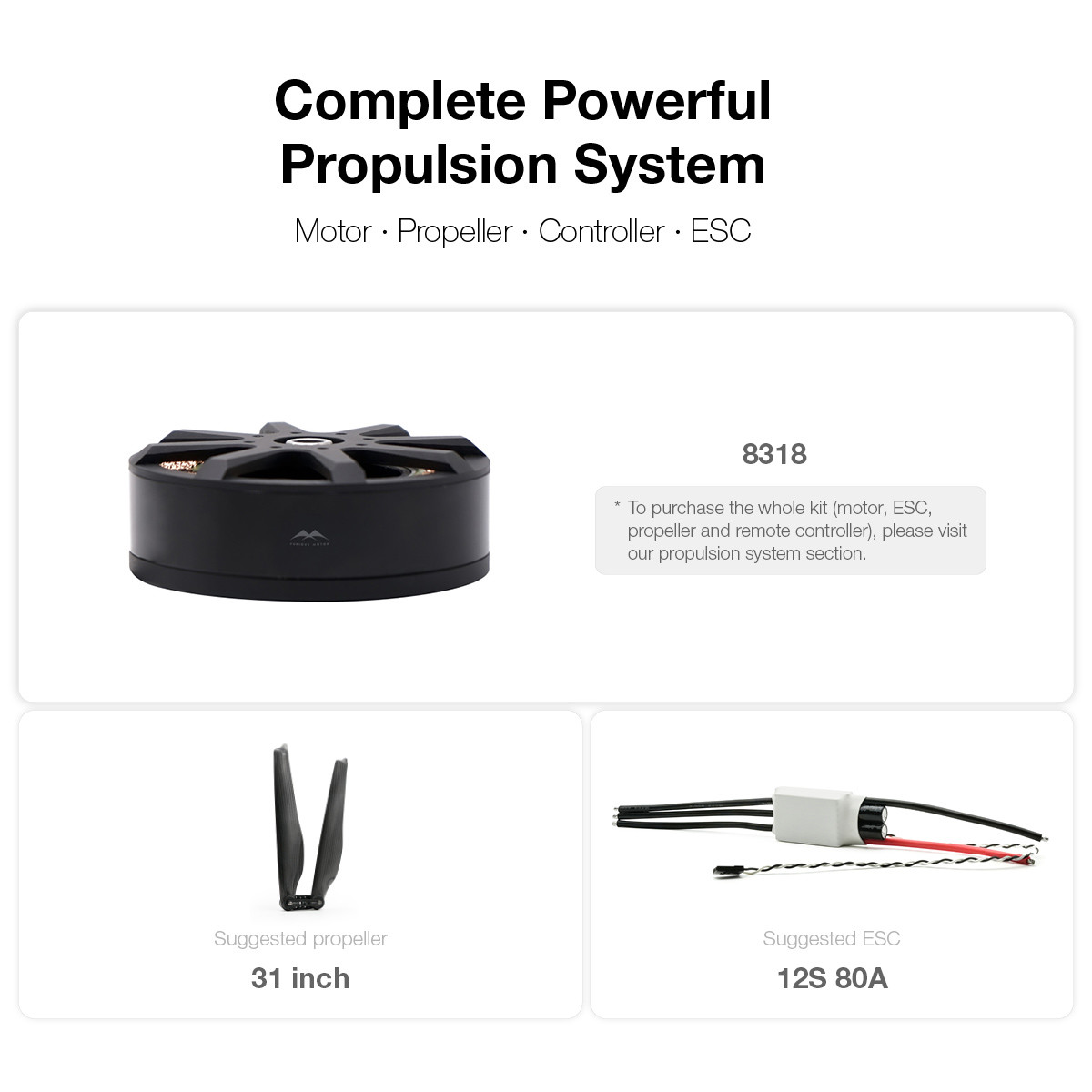 8318 13.5kg Thrust Lightweight BLDC Motor For Multi Rotor Drone With Smooth Stable Operation