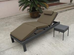 Wholesale Outdoor Patio Rattan Sun Lounger , Balcony Dark Brown Lounger from china suppliers