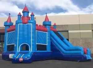 Wholesale Indoor/Outdoor Princess Castle Blue &amp; Red Bouncy Castle With Slider For Your Event from china suppliers
