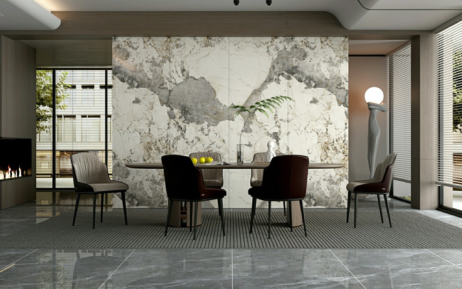 Vintage Decorative 900x1800x9mm Outdoor Wall and floor Glazed Polished Porcelain Tile For Project Renovation