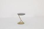 Sleek Marble End Table With Stainless Steel Base Antique Design