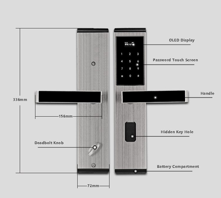 Multiple Keyless Hotel Door Locks , Password Electronic Keypad Door Lock