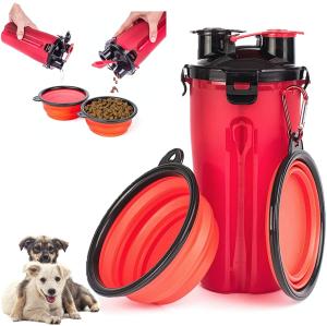 Wholesale Leak Proof BSCI 2 In 1 Dog Water Bottle With 2 Silicone Foldable Bowls from china suppliers