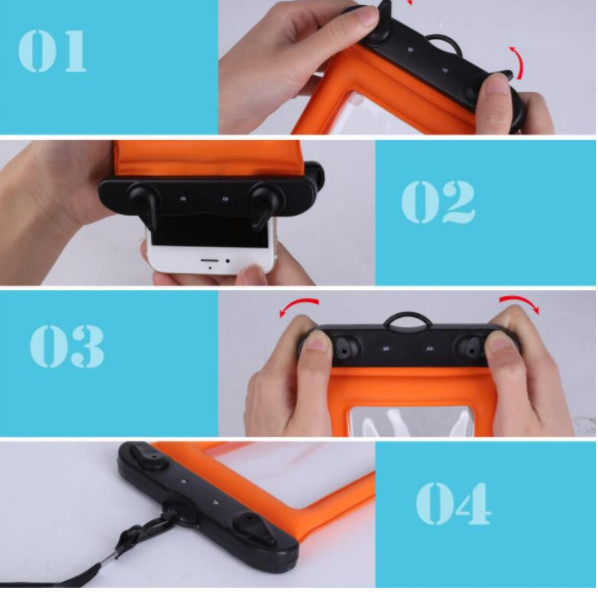 Universal Airbag Floating PVC Swimming Bag , IPX8 Waterproof Phone Case Bag