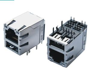 Wholesale 8P8C Shielded RJ45 USB Connector , Cat 5 / Cat6 Cable Connector Ethernet Jack With Magnetic from china suppliers