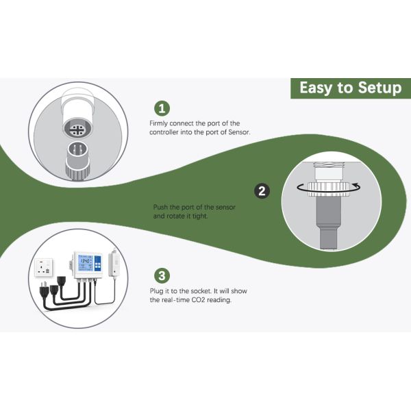 Dual-Control CO2 Regulator - Inline Exhaust Compatible for Greenhouse Hydroponics Indoor Gardening