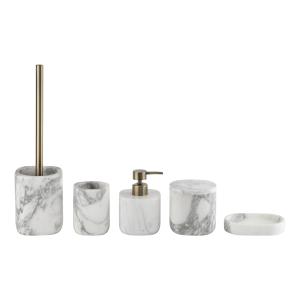Wholesale 5pcs Square White Marble Bathroom Set Flower Design Marble Dish Soap Dispenser from china suppliers